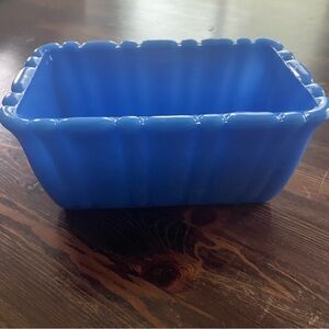 AKRO Agate Blue Glass Art Dish /Planter - Vintage - #656 Rare